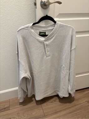 Daily Drills Light Gray Waffle Henley Long Sleeve